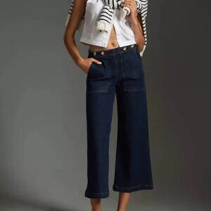 Anthropologie Pilcro The Kit Cropped High-Rise Wide-Leg Utility Trousers Size 16